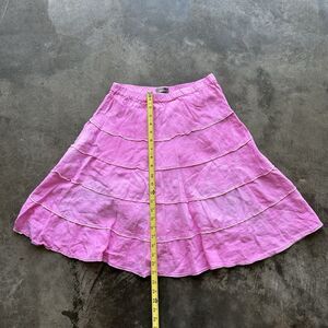 Size S - Neiman Marcus Pink Tiered Linen Blend Midi Skirt Womens Boho Resort #65